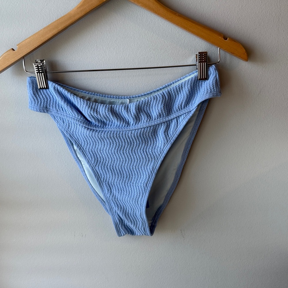 Cupshe Blue High Waist Textured Bikini Bottom NWT - Picture 3 of 5